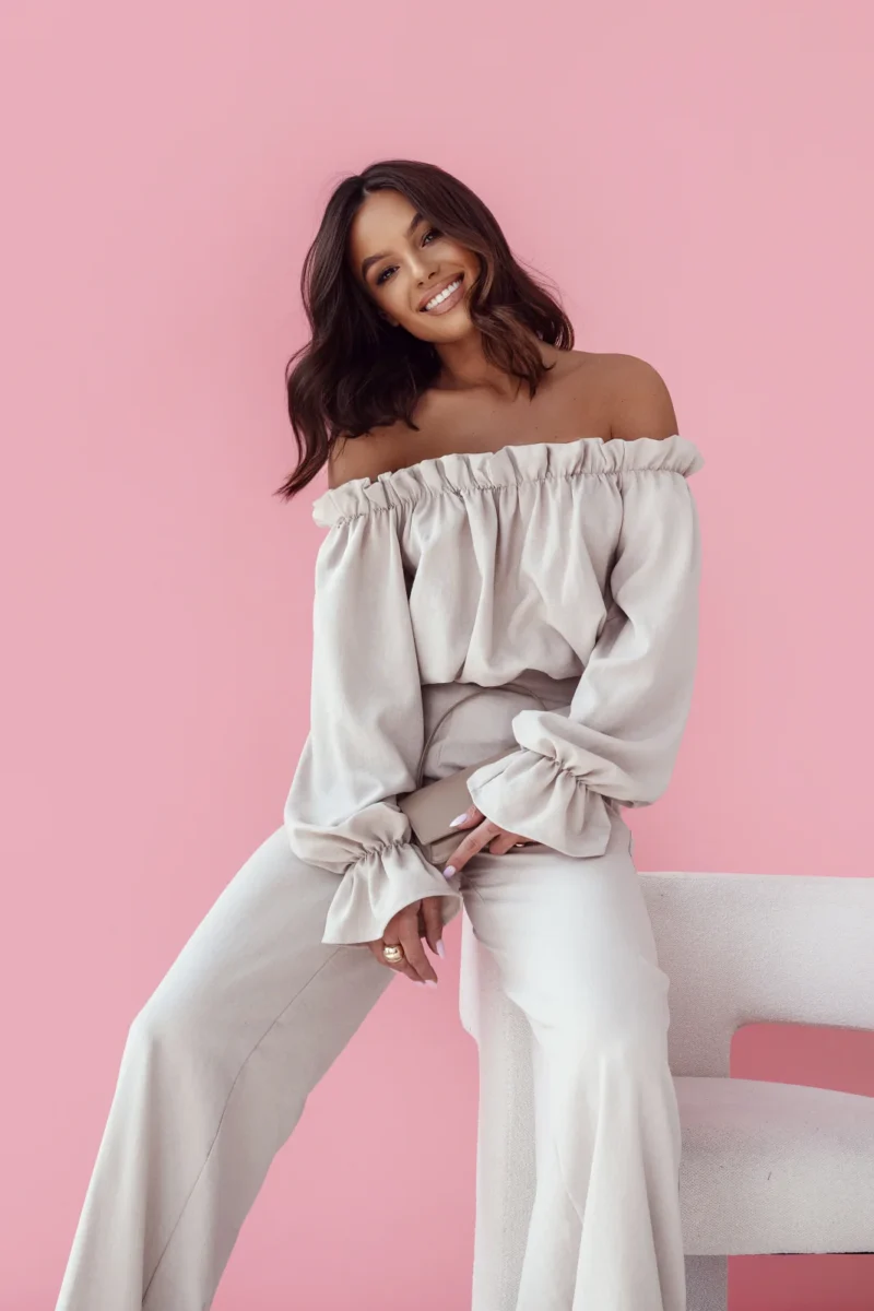 Komplet lniany beżowy MIA