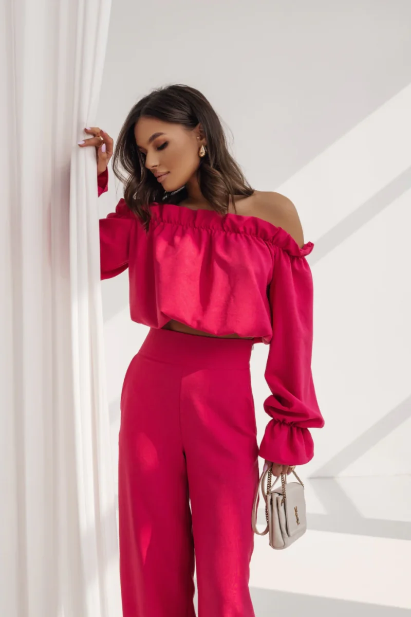 Komplet lniany różowy MIA