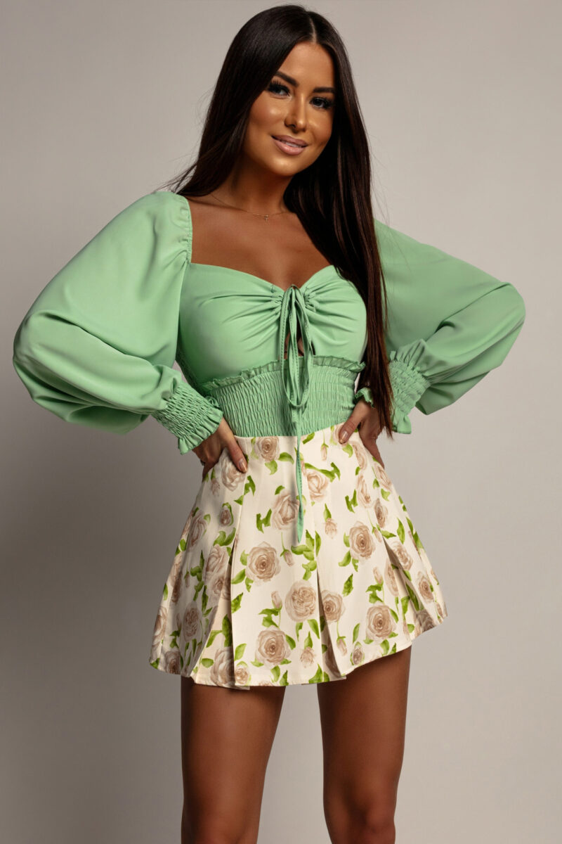 Butik online z odzieżą damską Spódnico-spodenki beżowe w kwiaty LUNA