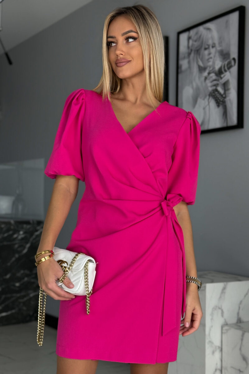 Butik online z odzieżą damską Sukienka malinowa krótki rękaw NOEMI