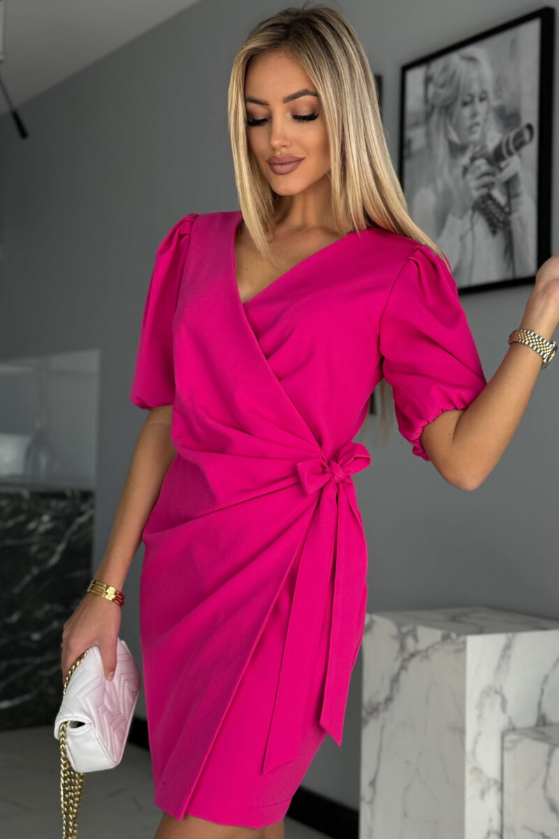 Alternative view of Sukienka malinowa krótki rękaw NOEMI