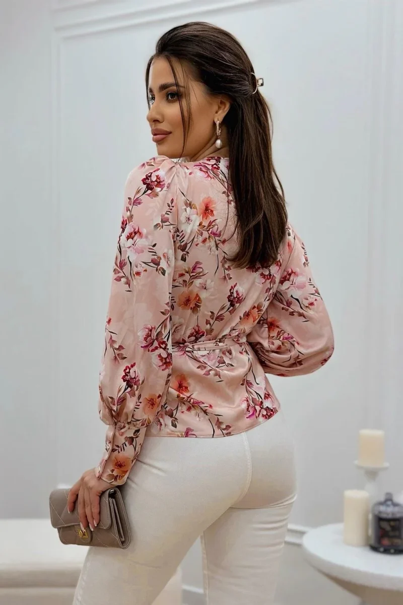 Bluzka kopertowa pudrowy róż VEGA | Butik MAMIBO