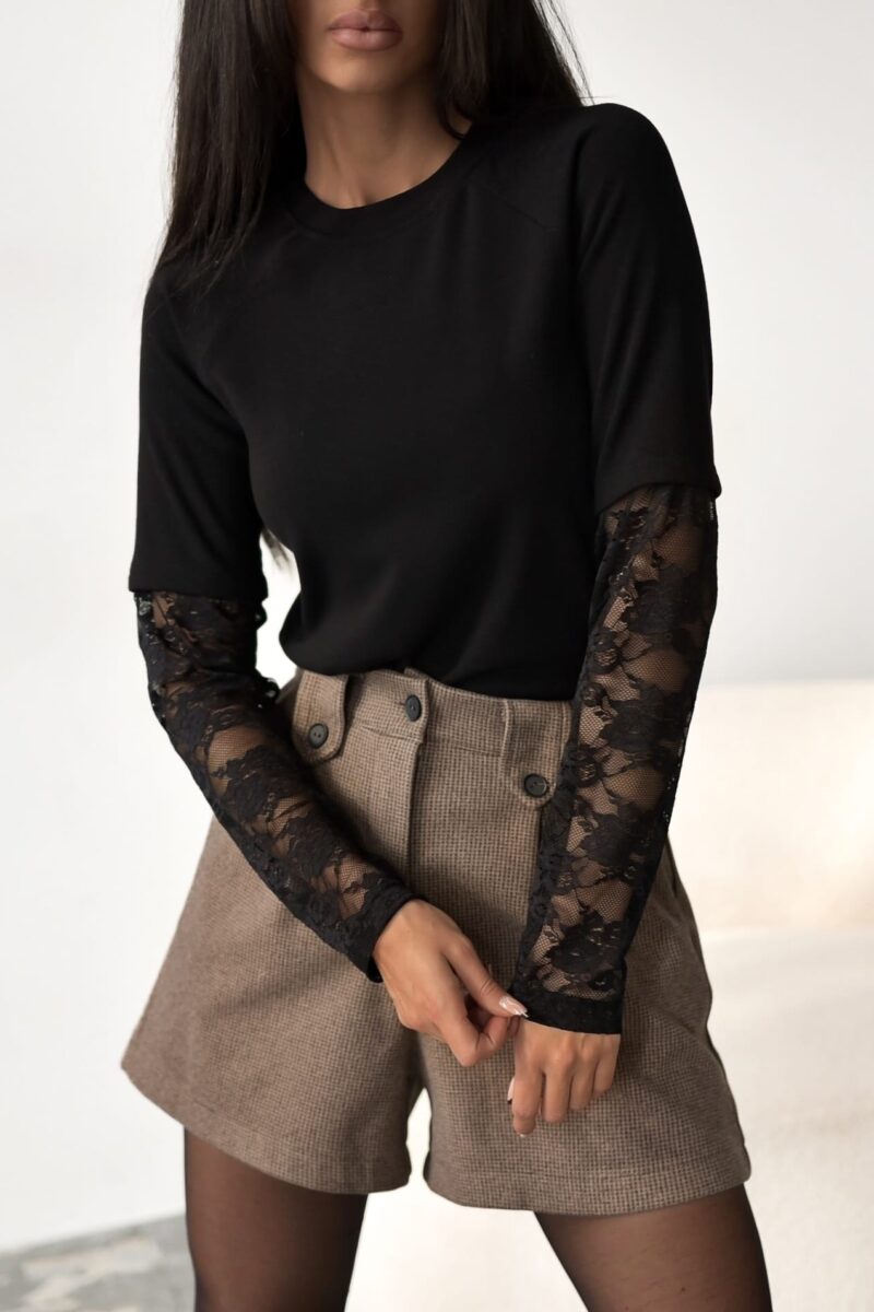 Spodenki brązowe LUCIA Spodenki brązowe z domieszką wełny | Butik MAMIBO