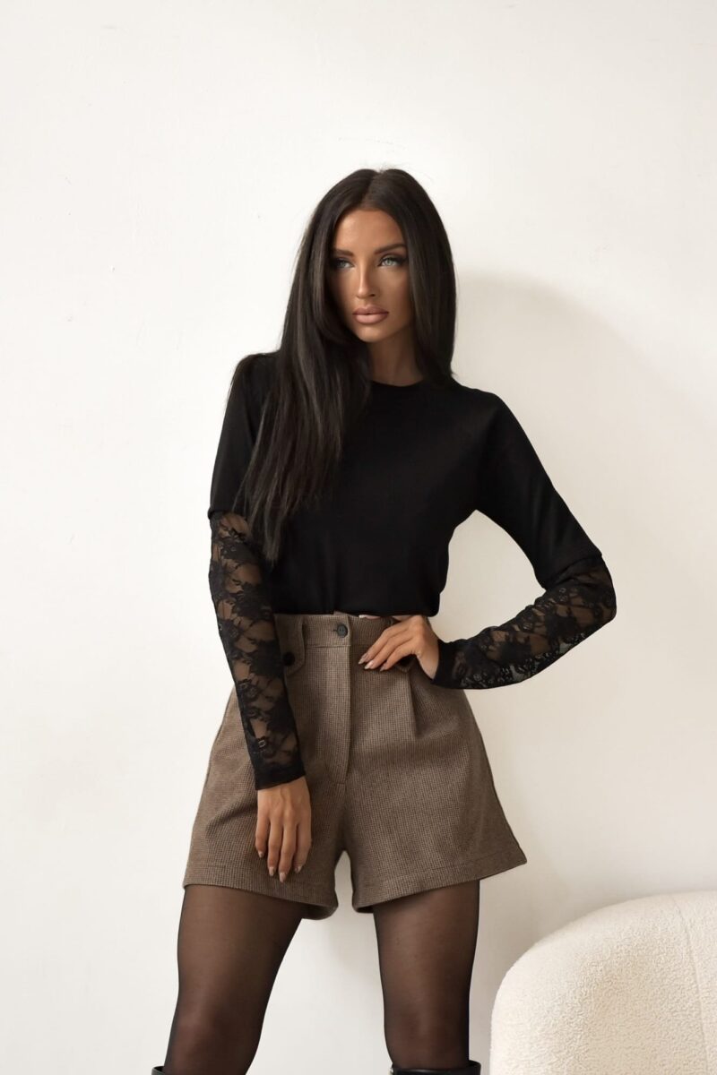 Spodenki brązowe LUCIA Spodenki brązowe z domieszką wełny | Butik MAMIBO