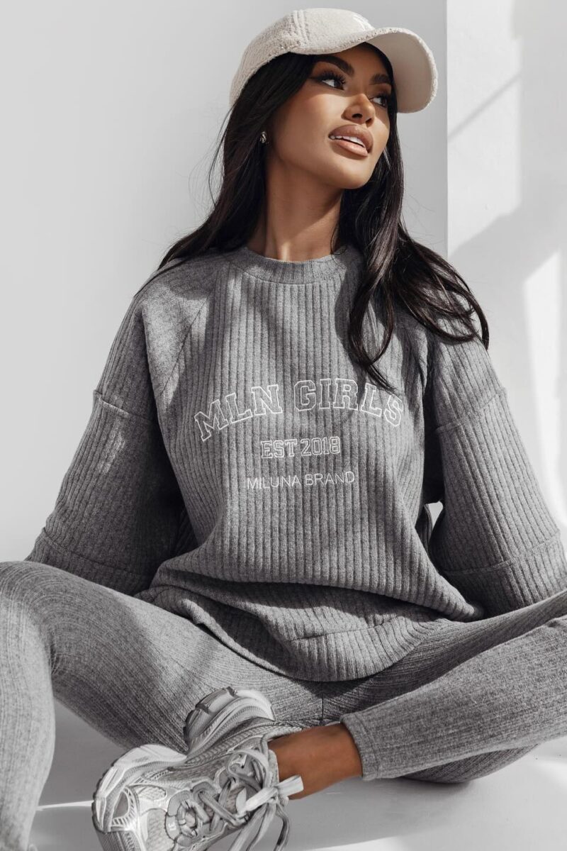 Komplet dresowy prążek szary FLAVIA | Butik MAMIBO