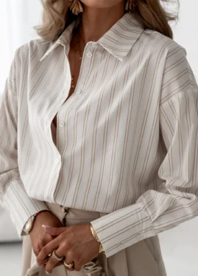 Koszula beżowy prążek Carla | Butik MAMIBO