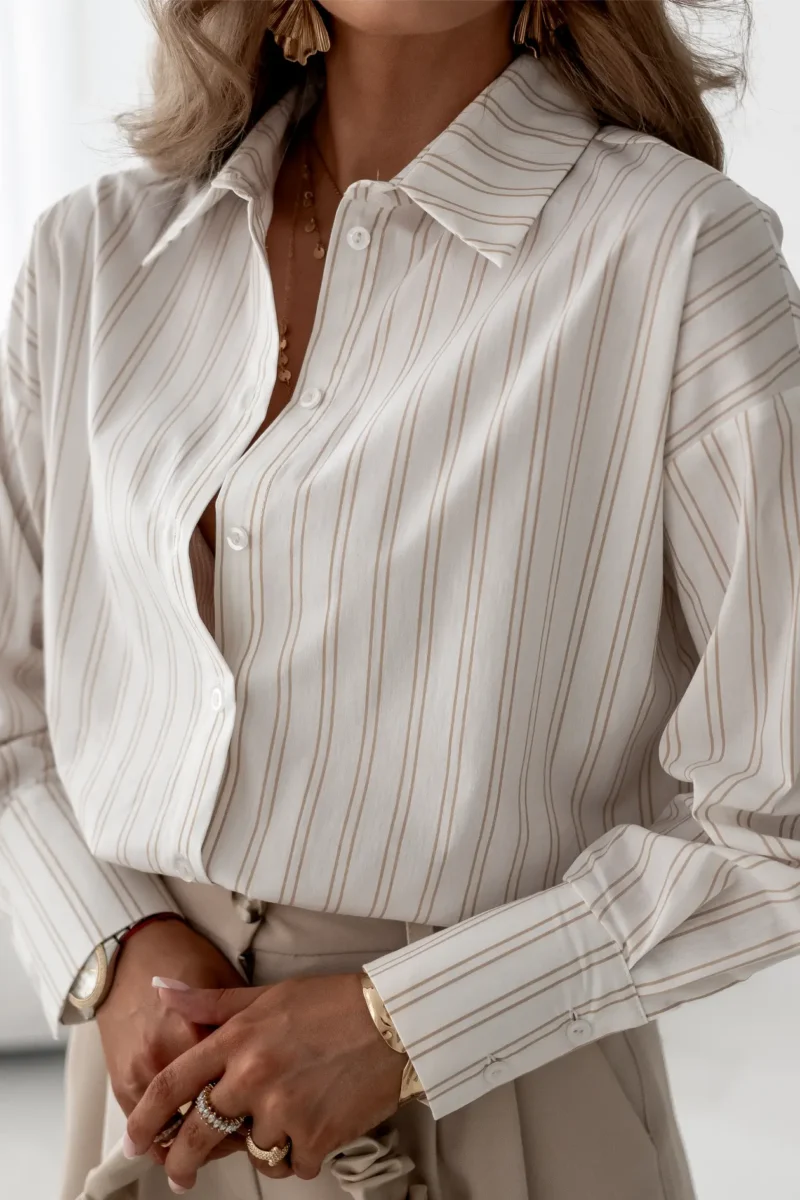 Koszula beżowy prążek Carla | Butik MAMIBO