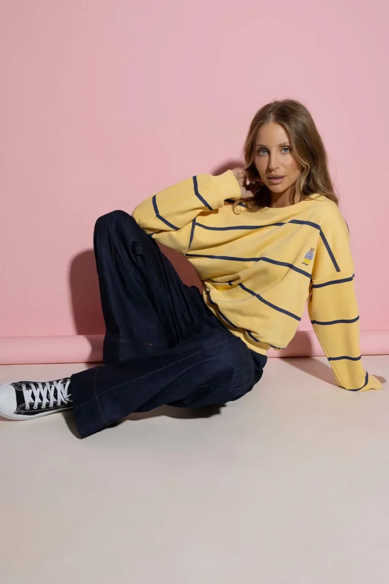 Bluza żółta w paski z misiem STELLA | Butik MAMIBO