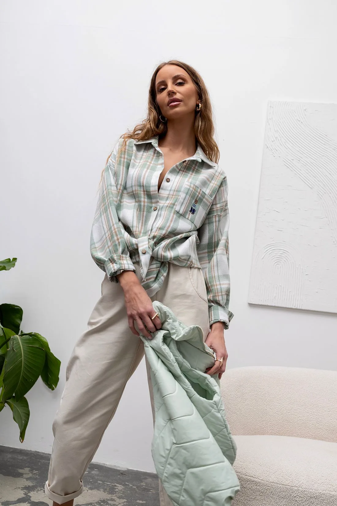 Koszula zielona w kratę z misiem NOA Koszula zielona w kratę z misiem | Butik MAMIBO