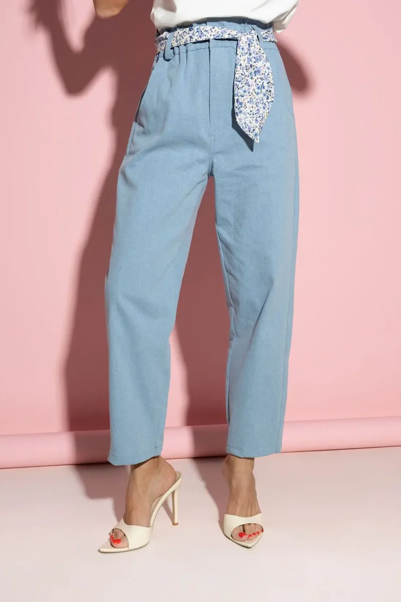 Spodnie niebieskie z ozdobną szarfą GAIA Spodnie niebieskie z ozdobną szarfą GAIA | Butik MAMIBO