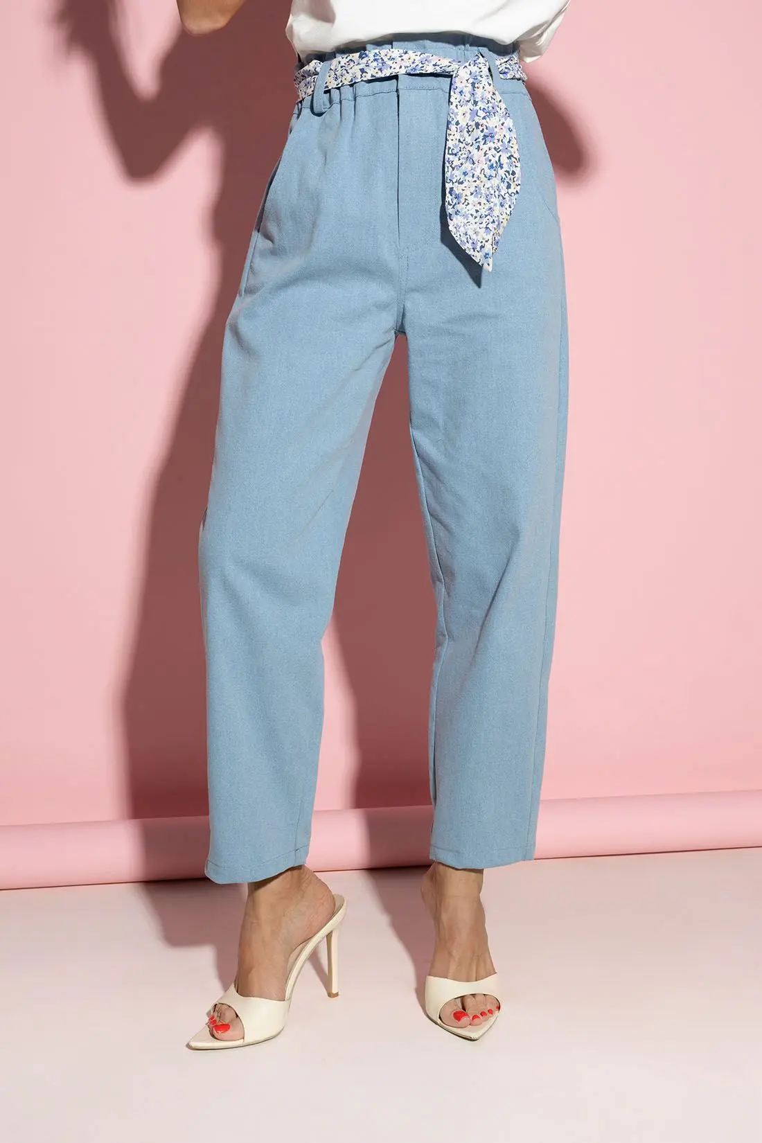 Spodnie niebieskie z ozdobną szarfą GAIA Spodnie niebieskie z ozdobną szarfą GAIA | Butik MAMIBO