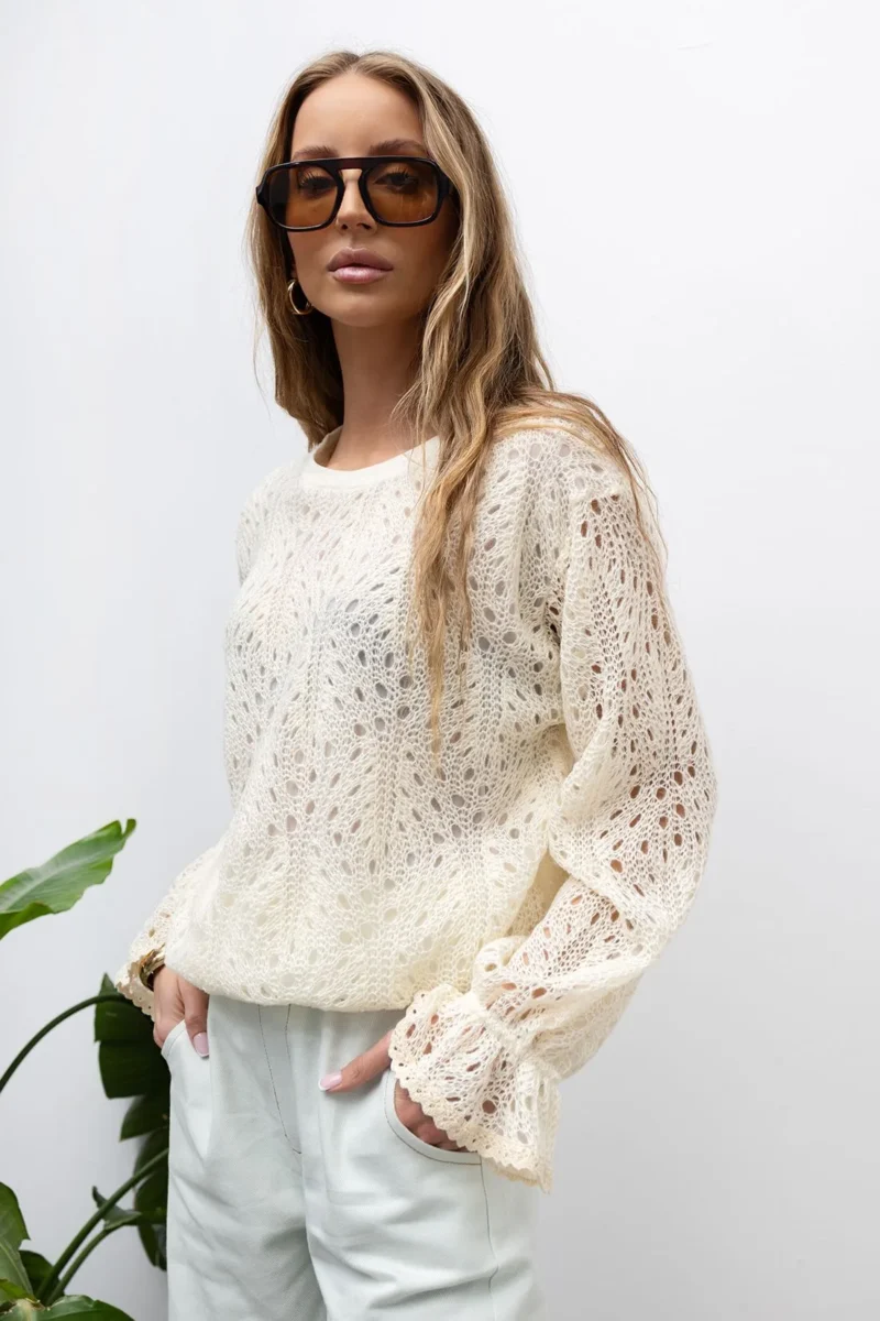 Sweterek ecru ażurowy NERINA | Butik MAMIBO
