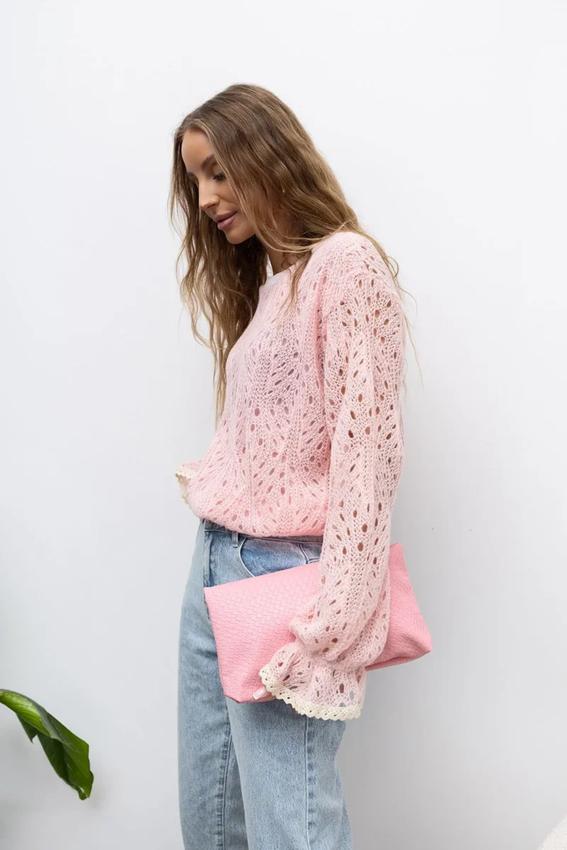 Sweterek różowy ażurowy NERINA | Butik MAMIBO